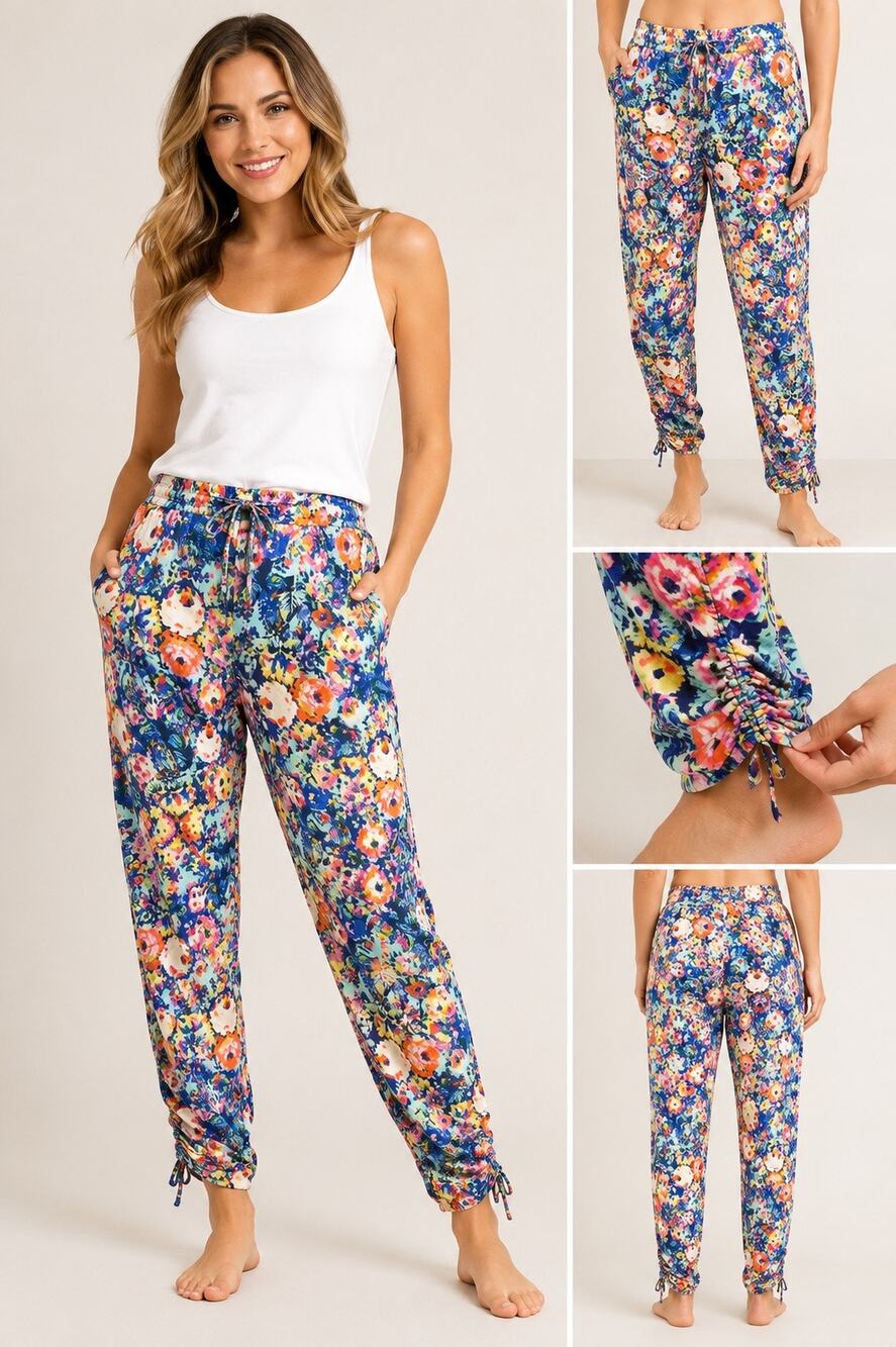Megan Park 100% Silk Floral Drawstring Pants | Size 0 | Boho Luxe - Picture 1 of 8